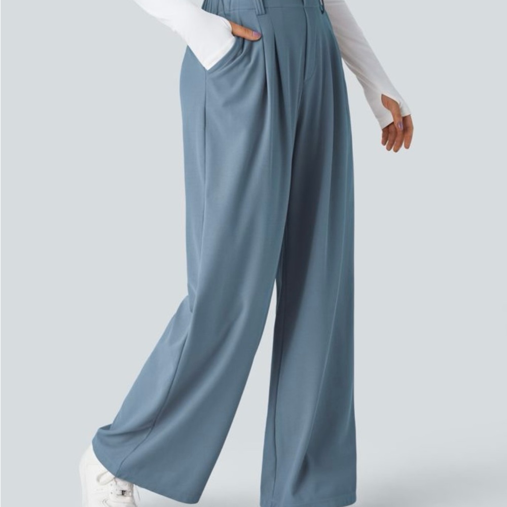 Halara High Waisted Pocket Wide Leg Waffle Work Pants